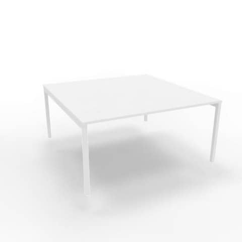 Bench piano bianco 160x160xH.75 cm gamba a ponte in acciaio bianco linea Practika P3 Quadrifoglio - ECBEC16-BA-I