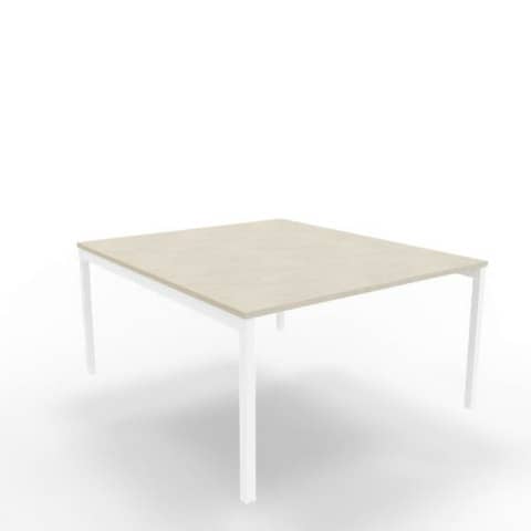 Bench piano cemento 140x160xH.75 cm gamba a ponte in acciaio bianco linea Practika P3 Quadrifoglio - ECBEC14-CL-I