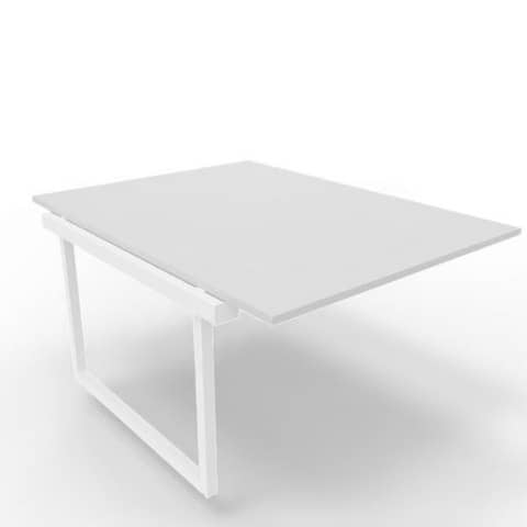 Postazione aggiuntiva bench piano grigio 120x160xH.75 cm gamba ad anello in acciaio bianco Practika P2 ECBIA12-GR-I