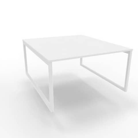 Bench piano bianco 140x160xH.75 cm gamba ad anello in acciaio bianco linea Practika P2 Quadrifoglio - ECBEA14-BA-I