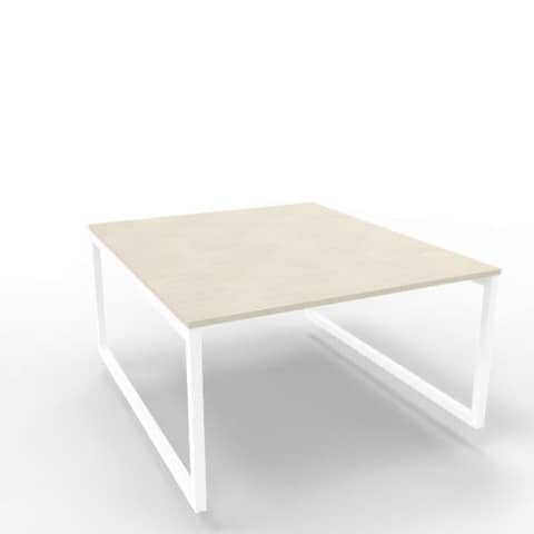 Bench piano cemento 140x160xH.75 cm gamba ad anello in acciaio bianco linea Practika P2 Quadrifoglio - ECBEA14-CL-I