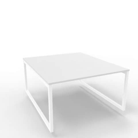 Bench piano grigio 140x160xH.75 cm gamba ad anello in acciaio bianco linea Practika P2 Quadrifoglio - ECBEA14-GR-I