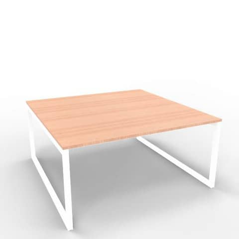 Bench piano noce canaletto 140x160xH.75 cm gamba ad anello in acciaio bianco linea Practika P2 - ECBEA14-NO-I