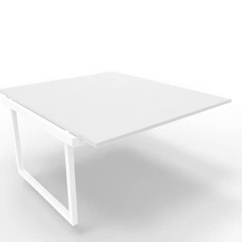 Postazione aggiuntiva bench piano grigio 140x160xH.75 cm gamba ad anello in acciaio bianco Practika P2 ECBIA14-GR-I