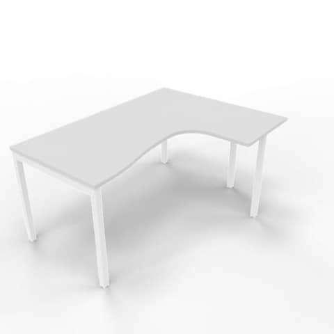 Scrivania penisola destra piano grigio 160x120xH.75 cm gamba a ponte in acciaio bianco linea Practika P3 - ECSPT16D-BA-I