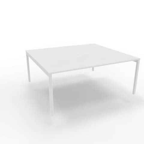 Bench piano bianco 180x160xH.75 cm gamba a ponte in acciaio bianco linea Practika P3 Quadrifoglio - ECBEC18-BA-I