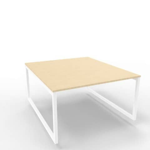 Bench piano rovere 140x160xH.75 cm gamba ad anello in acciaio bianco linea Practika P2 Quadrifoglio - ECBEA14-RK-I