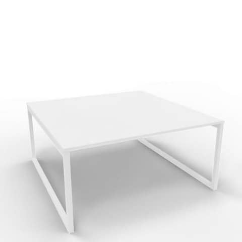 Bench piano bianco 160x160xH.75 cm gamba ad anello in acciaio bianco linea Practika P2 Quadrifoglio - ECBEA16-BA-I