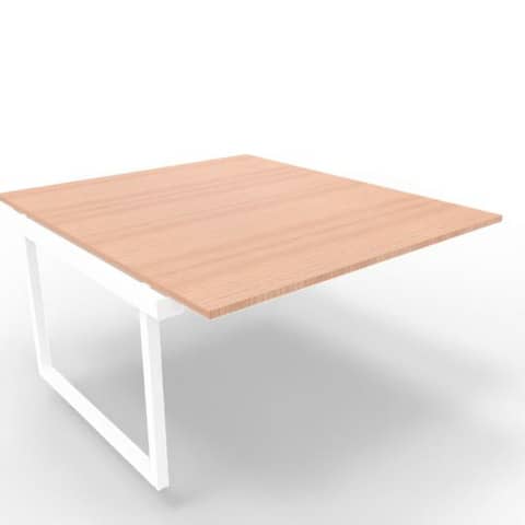 Postazione aggiuntiva bench piano noce 140x160xH.75 cm gamba ad anello in acciaio bianco Practika P2 ECBIA14-NO-I