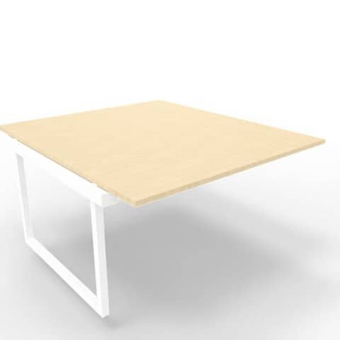 Postazione aggiuntiva bench piano rovere 140x160xH.75 cm gamba ad anello in acciaio bianco Practika P2 ECBIA14-RK-I