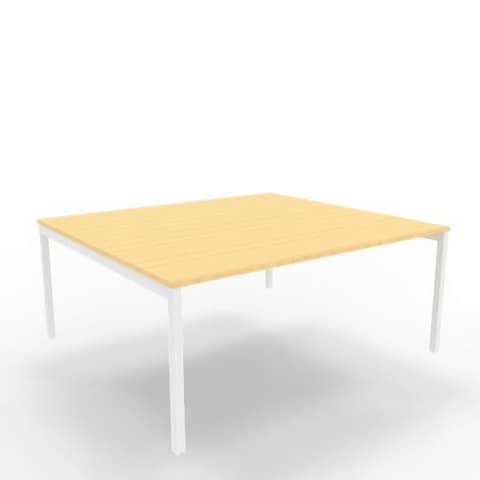 Bench piano faggio 180x160xH.75 cm gamba a ponte in acciaio bianco linea Practika P3 Quadrifoglio - ECBEC18-FA-I