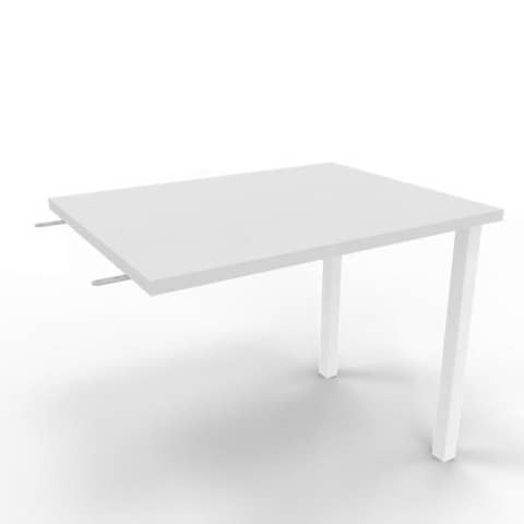 Dattilo scrivania sospeso piano grigio 80x60xH.75 cm gamba sez. quadrata in acciaio bianco Practika ECDM080-GR-I