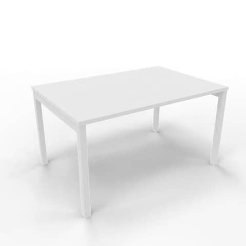 Scrivania piano bianco 120x80xH.75 cm gamba a ponte in acciaio bianco linea Practika P3 Quadrifoglio - ECSPT120-BA-I