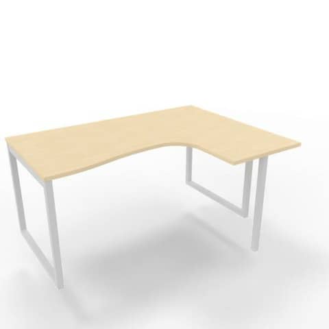 Scrivania penisola destra piano rovere 160x120xH.75 cm gamba ad anello acciaio bianco Practika P2 - ECSAT16D-RK-I