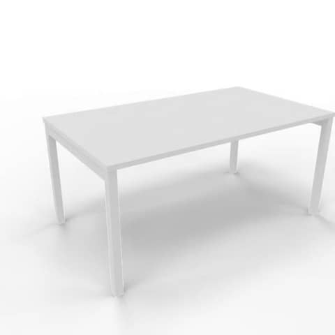 Scrivania piano bianco 140x80xH.75 cm gamba a ponte in acciaio bianco linea Practika P3 Quadrifoglio - ECSPT140-BA-I