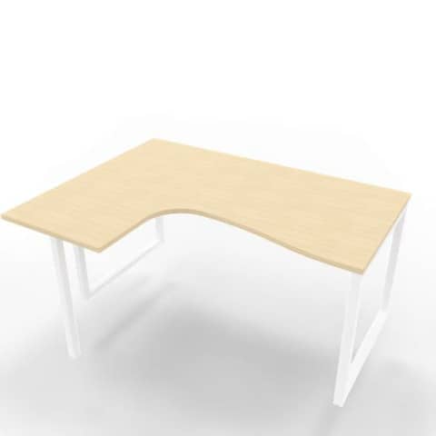 Scrivania penisola sinistra piano rovere 160x120xH.75 cm gamba ad anello acciaio bianco Practika P2 - ECSAT16S-RK-I