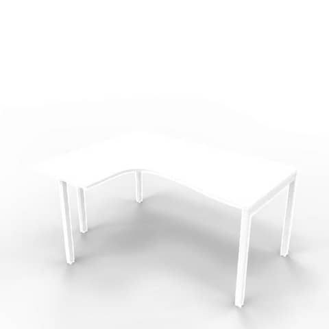 Scrivania penisola sinistra piano bianco 160x120xH.75 cm gamba a ponte in acciaio bianco linea Practika P3 - ECSPT16S-BA-I