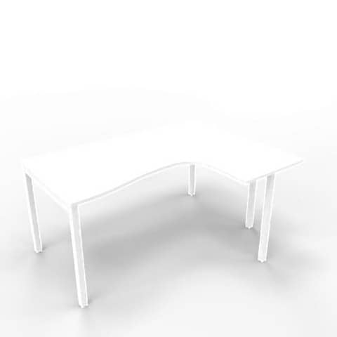 Scrivania penisola destra piano bianco 160x120xH.75 cm gamba a ponte in acciaio bianco linea Practika P3 - ECSPT16D-BA-I