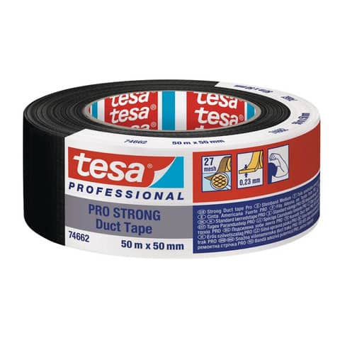 Nastro isolante tesa Pro-Strong in tessuto plastificato 50 mm x 50 m nero 74662-00002-01