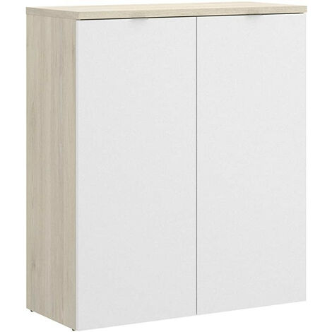 Armadio basso rovere con scocca trama antracite 90x45xH.81,5 cm con due