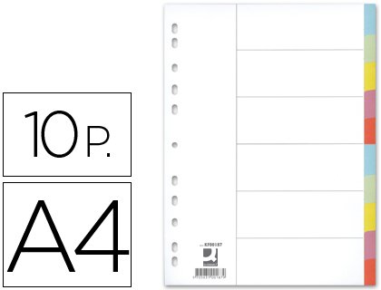 Divisori colorati Q-Connect con indice scrivibile formato A4 in cartoncino