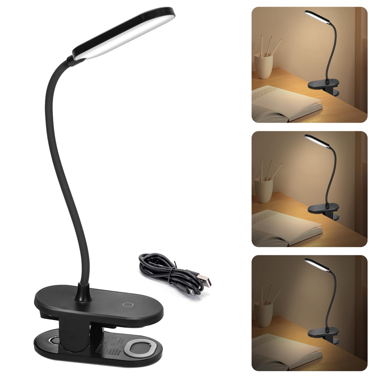 Lampada LED a clip con spina 2,5 W a luce naturale Aigostar nero