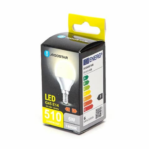 Lampadina LED G45 E14 6W - 510 lumen Aigostar luce naturale