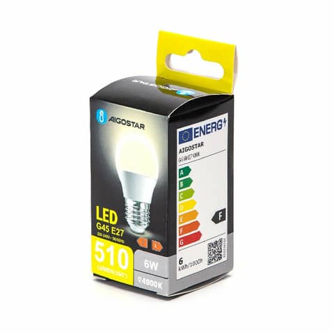 Lampadina LED G45 E27 6W - 510 lumen Aigostar luce naturale