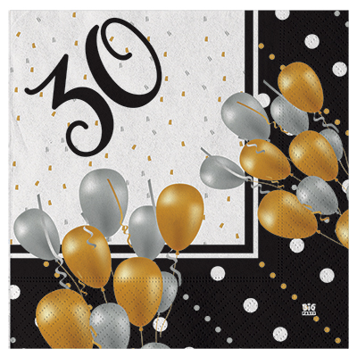 TOVAGLIOLI BUON COMPLEANNO PRESTIGE ANNI 30 CM 33X33 PZ.20