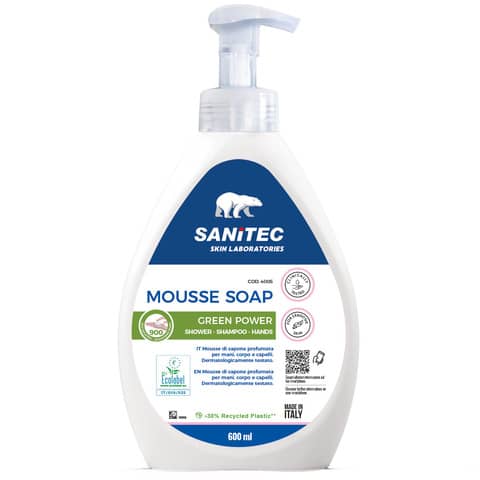 Mousse di sapone profumata Sanitec per mani e corpo 600 ml -