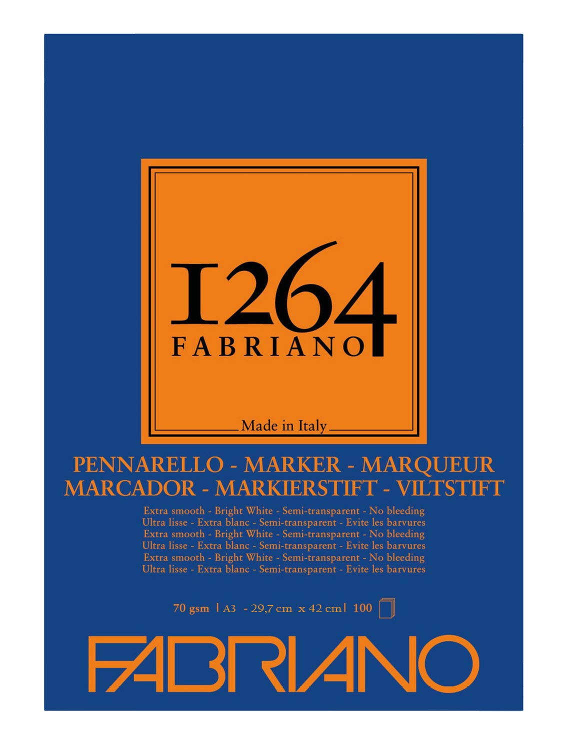 Blocco Fabriano 1264 marker A3 gr.70 fg.100 collato in testa