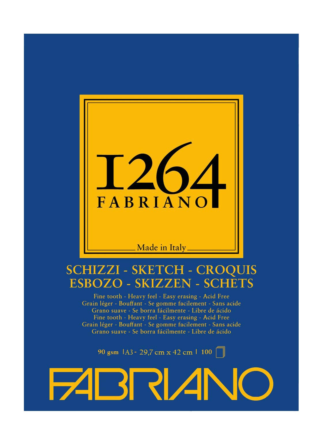 Blocco Fabriano 1264 schizzi A3 gr.90 fg.100 collato in testa