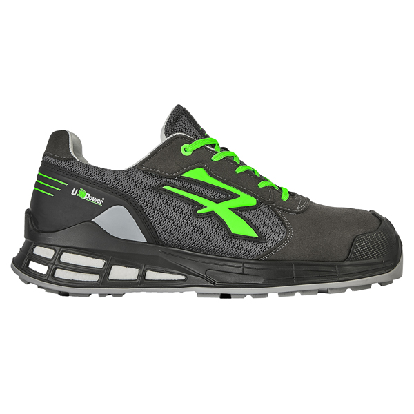 Calzatura di sicurezza Egon S1P - nylon/pelle scamosciata - numero 39 - nero/verde - U-Power