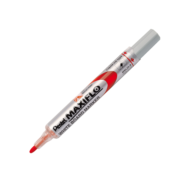 Marcatore per lavagna Maxiflo liquid ink - per lavagna - rosso - Pentel - conf. 12 pezzi