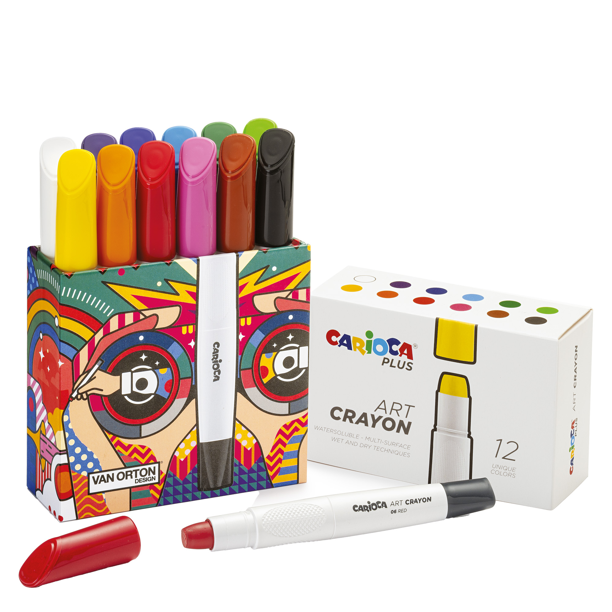 Pastello a cera Art Crayon - D 10 mm x 138 mm - colori assortiti - Carioca Plus - conf. 12 pezzi