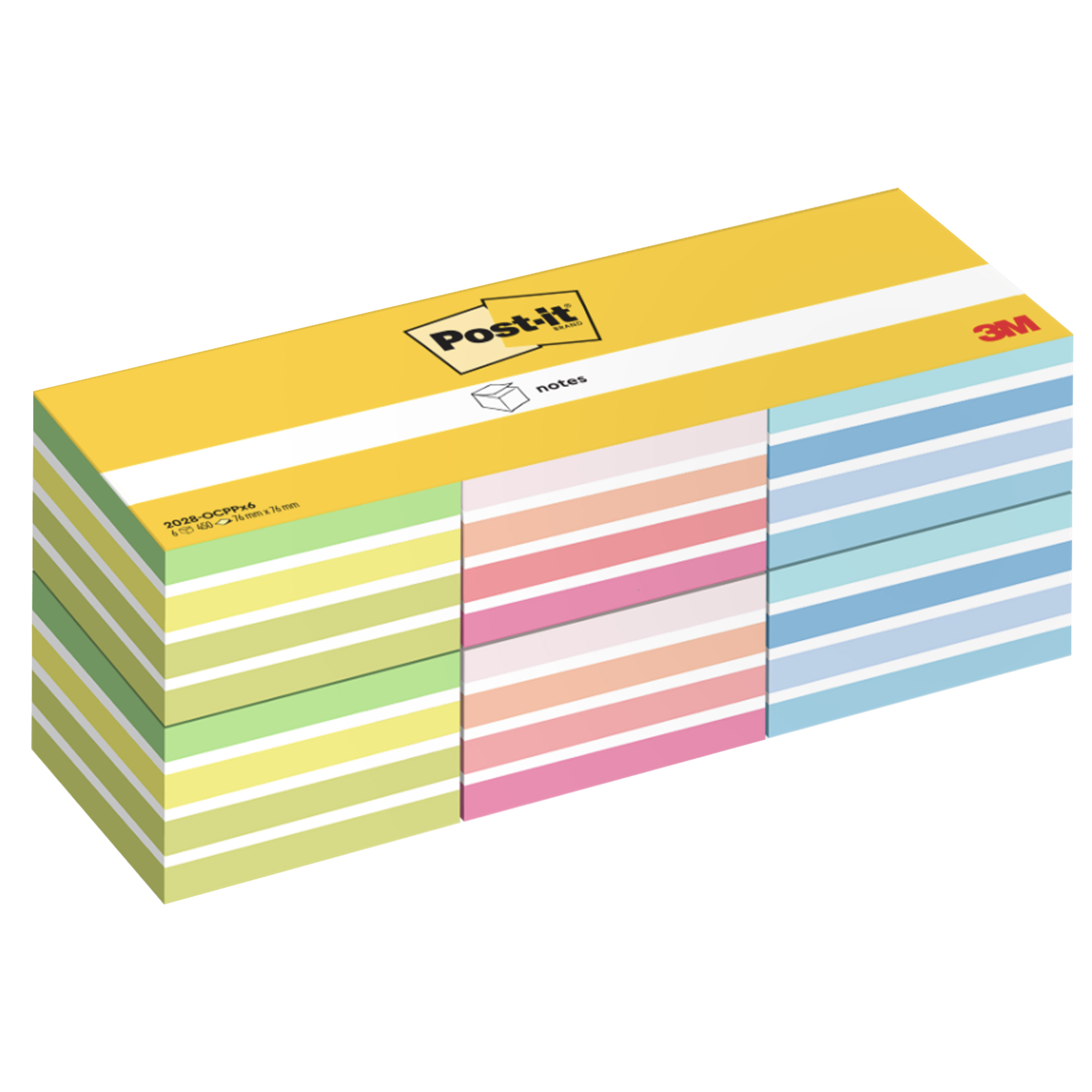 Cf 6pz cubo 450fg. Post-it  Notes 76x76mm 2028-0CPPX6 colori ass. neon/pastello