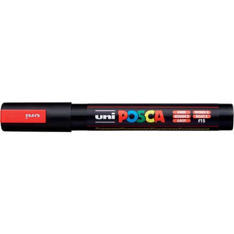 Marcatore a tempera Posca Uni-Ball punta tonda 1,8-2,5 mm rosso fluo PC5M ROSSO FLUO