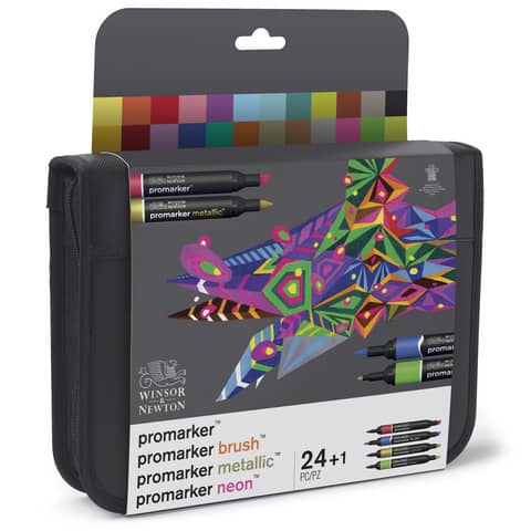 Pennarelli doppia punta Winsor&Newton marcatore e brush 24 colori assortiti - 0290037