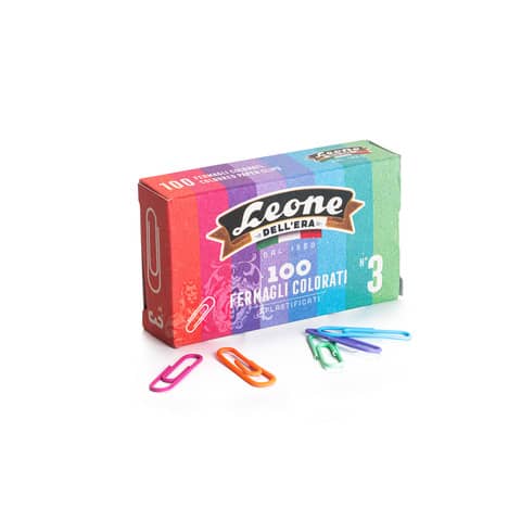 Scatola fermagli F3 Leone colori assortiti FXP103