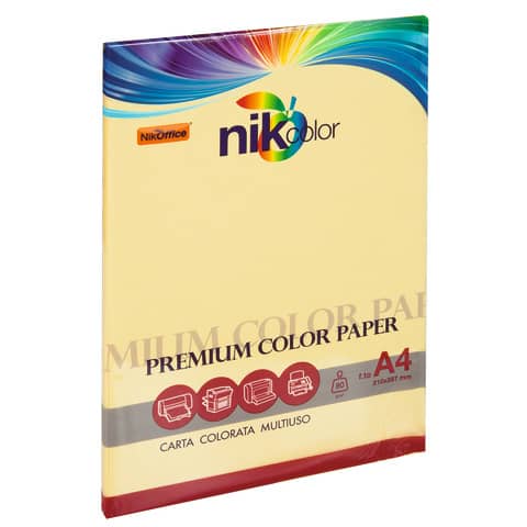 Carta colorata colori forti formato A4 Nikoffice 5 colori assortiti forti 80 g 250 ff - 23NIK094/1