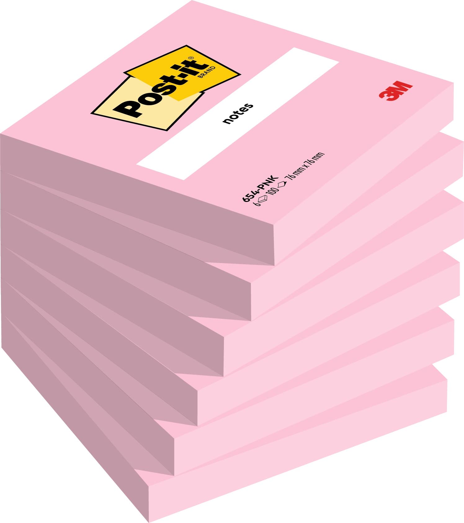 Post-it 3M formato 76x76 mm - confezione da 6 blocchetti rosa fenicottero - 654-PNK