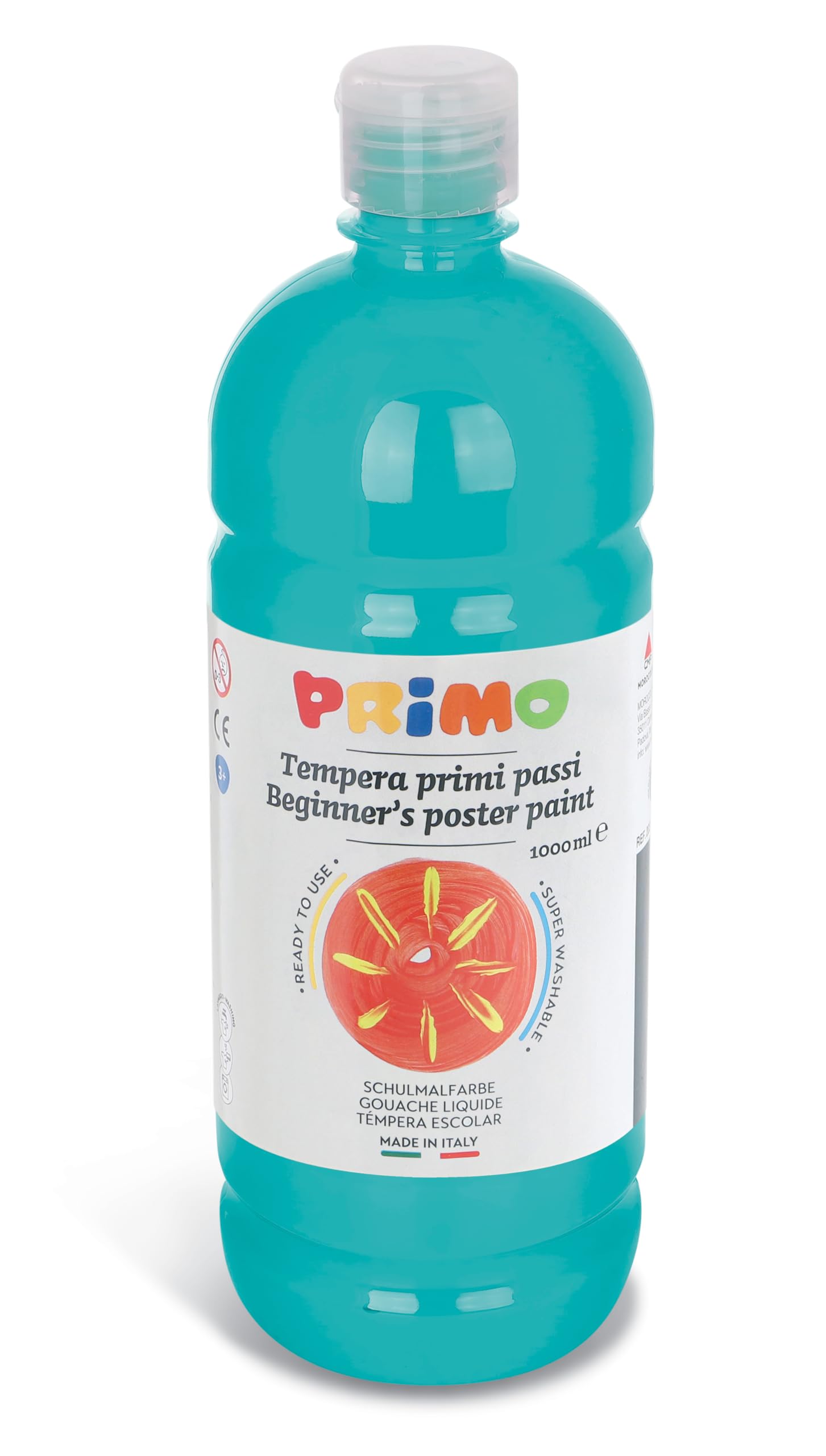 Tempera brillante in bottiglia in PET Primo Primi Passi 1000 ml turchese 204BR1000560