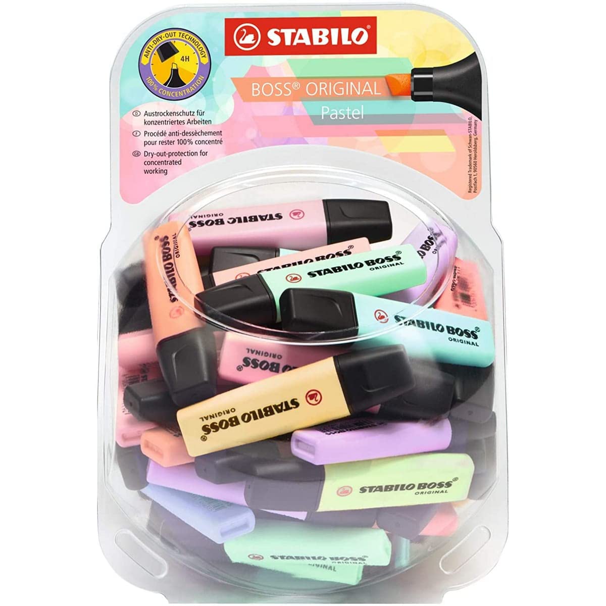 Espositore 60 evidenziatori Stabilo Boss Original Pastel assortiti 70/60-4