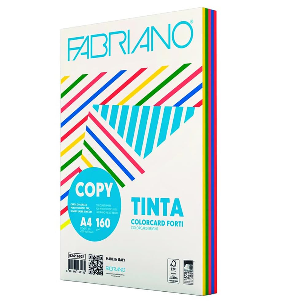 Carta Copy Tinta Colorcart Fabriano 5 colori forti 100 ff - formato Fabriano A4 - 160 g - 62416021