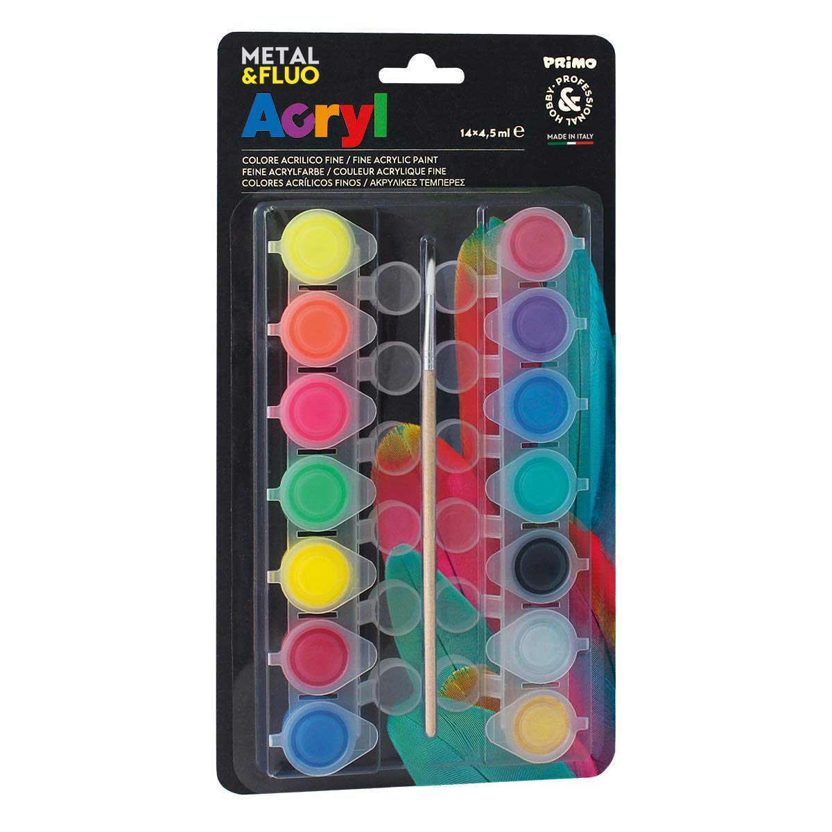 Colori acrilici fini Primo 4,5 ml 14 colori assortiti fluo e metal 1612T14FM