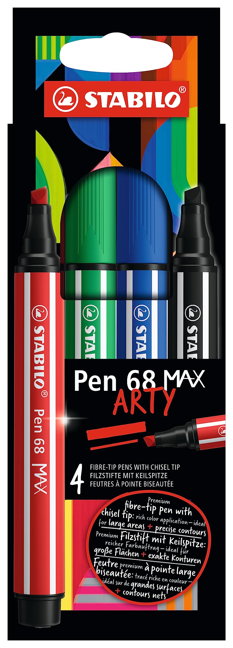 Pennarello Stabilo Pen 68 Max punta scalpello - conf. 4 pz - 768/04-21