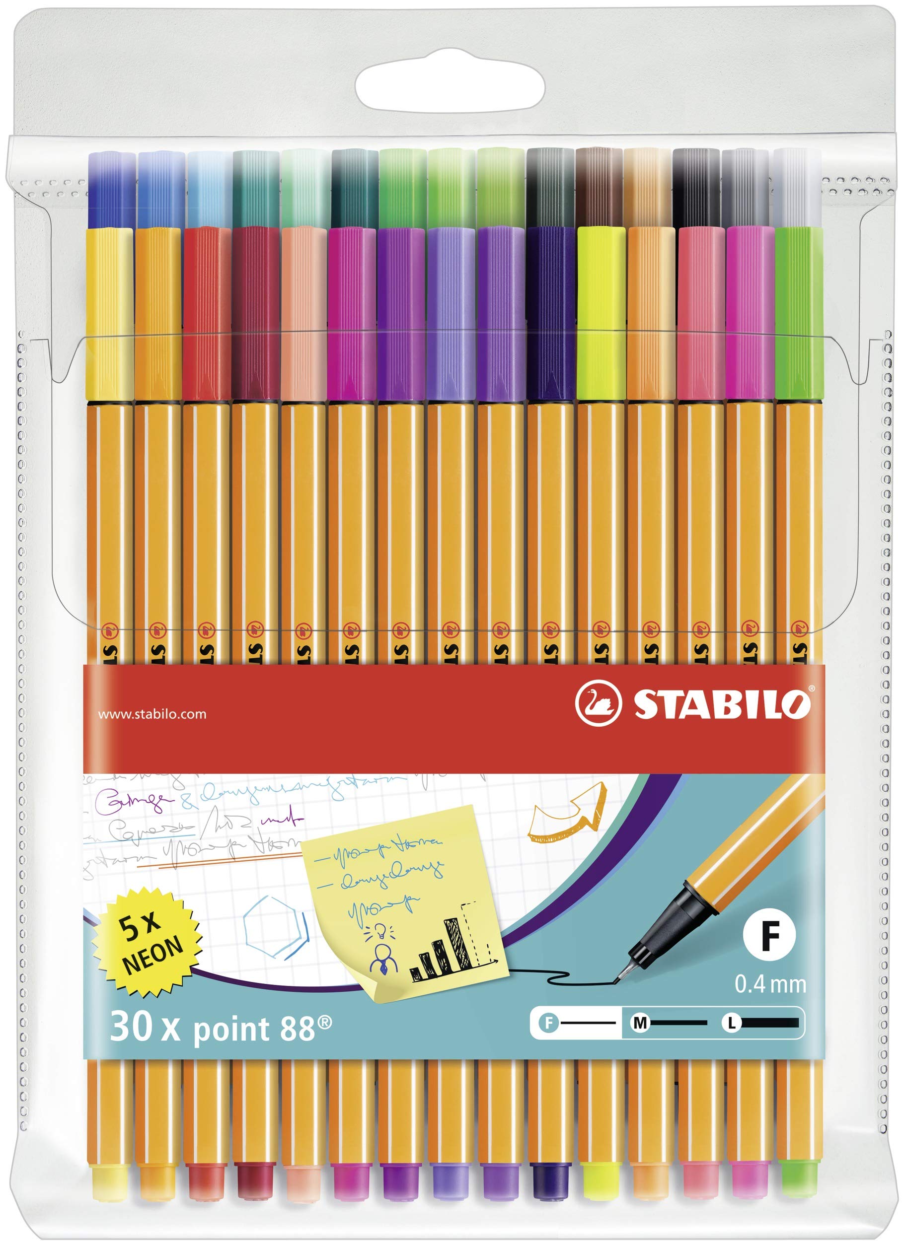 Fineliner Stabilo Point 88® 0,4 mm conf. 30 colori assortiti 8830-1