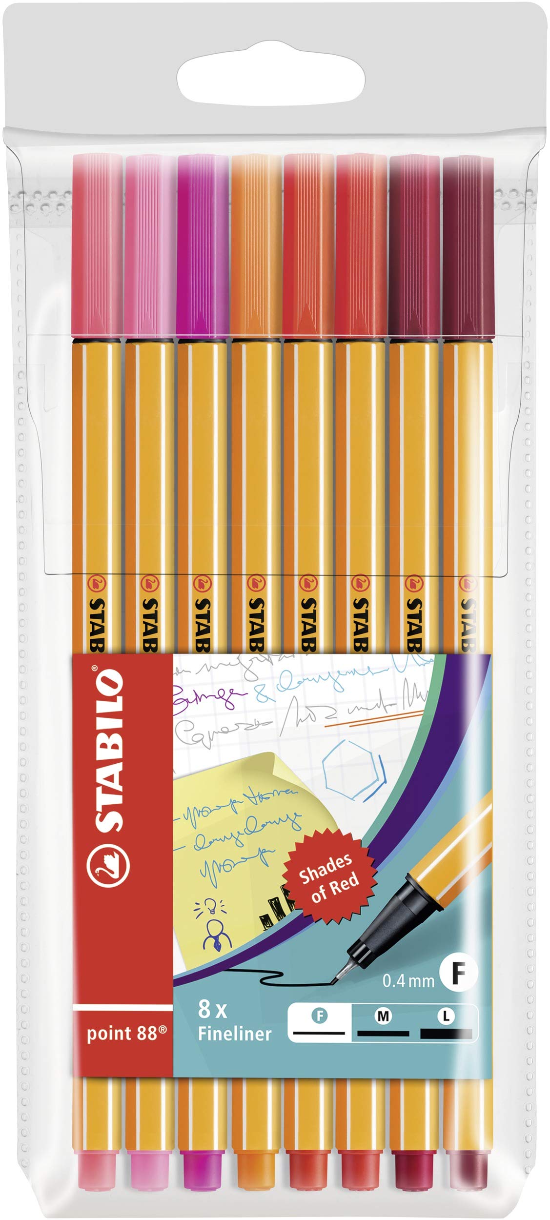 Fineliner Stabilo Point 88® 0,4 mm conf. 8 colori caldi 88/8-02