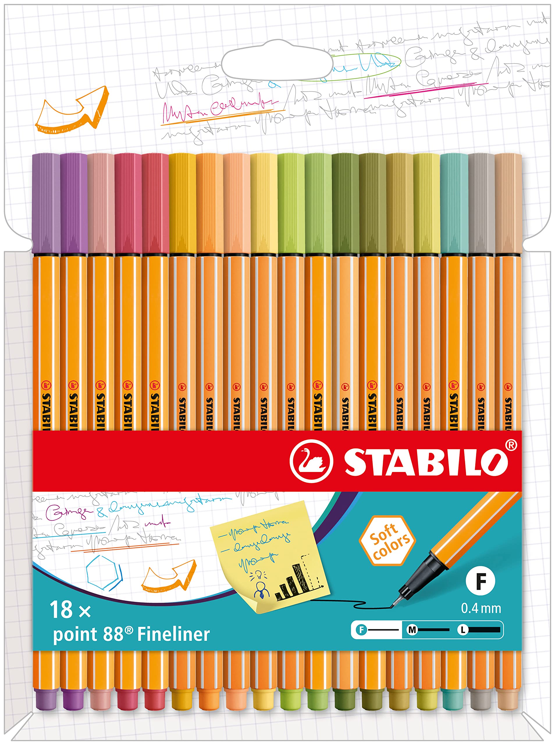 Fineliner Stabilo Point 88® 0,4 mm conf. 18 colori caldi assortiti 8818-22-5