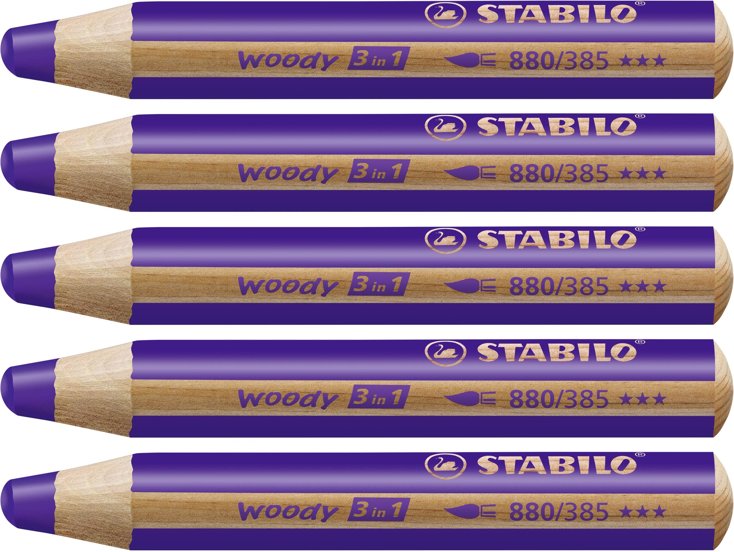 Matite colorate Stabilo Woody 3 in 1 punta larga conf. 5 pz viola profondo 880/385